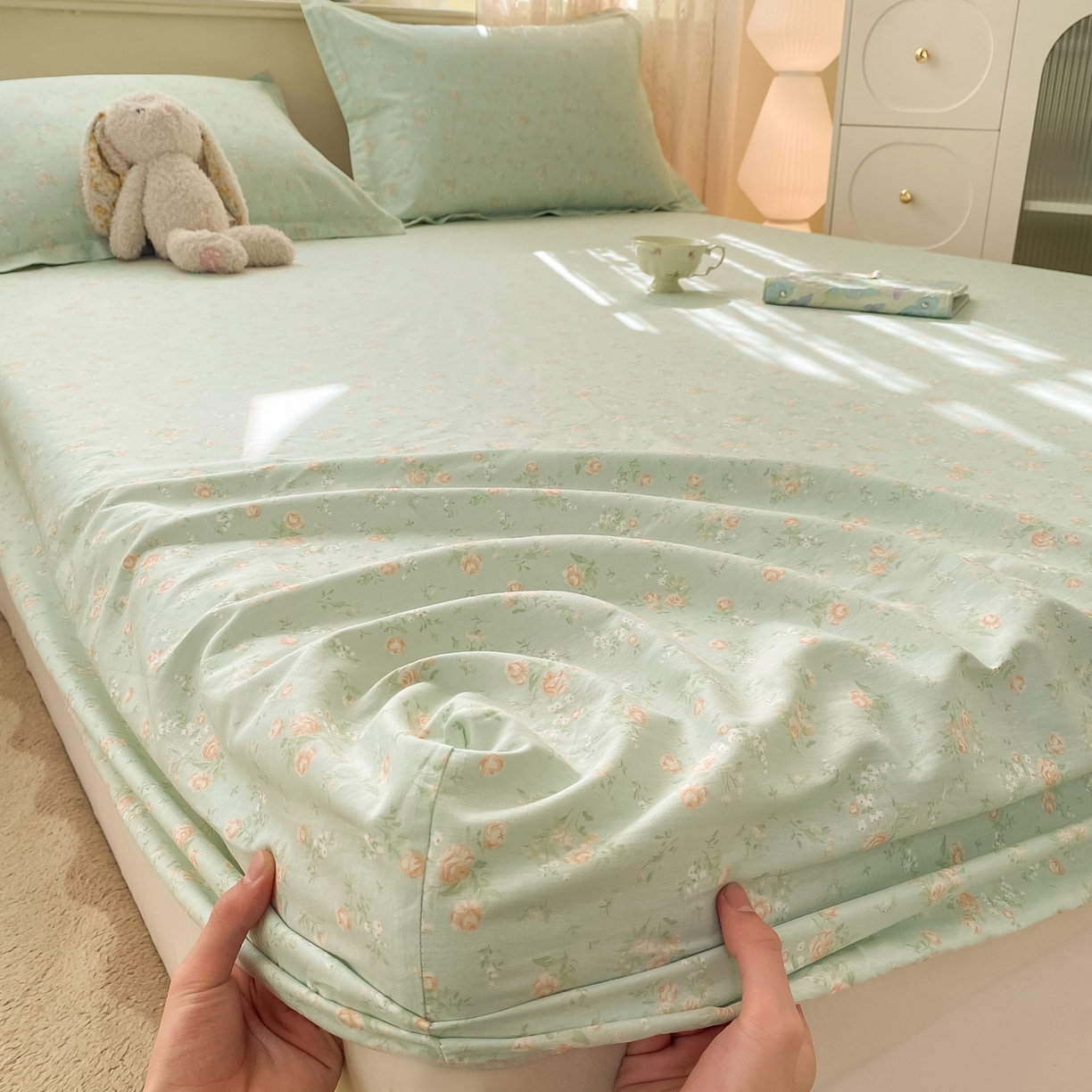 91家纺网 家纺一手货源 找家纺 女子家纺 2026新款全棉纯棉印花小清新系列单床笠单品床笠床笠单件 幽兰时光兰