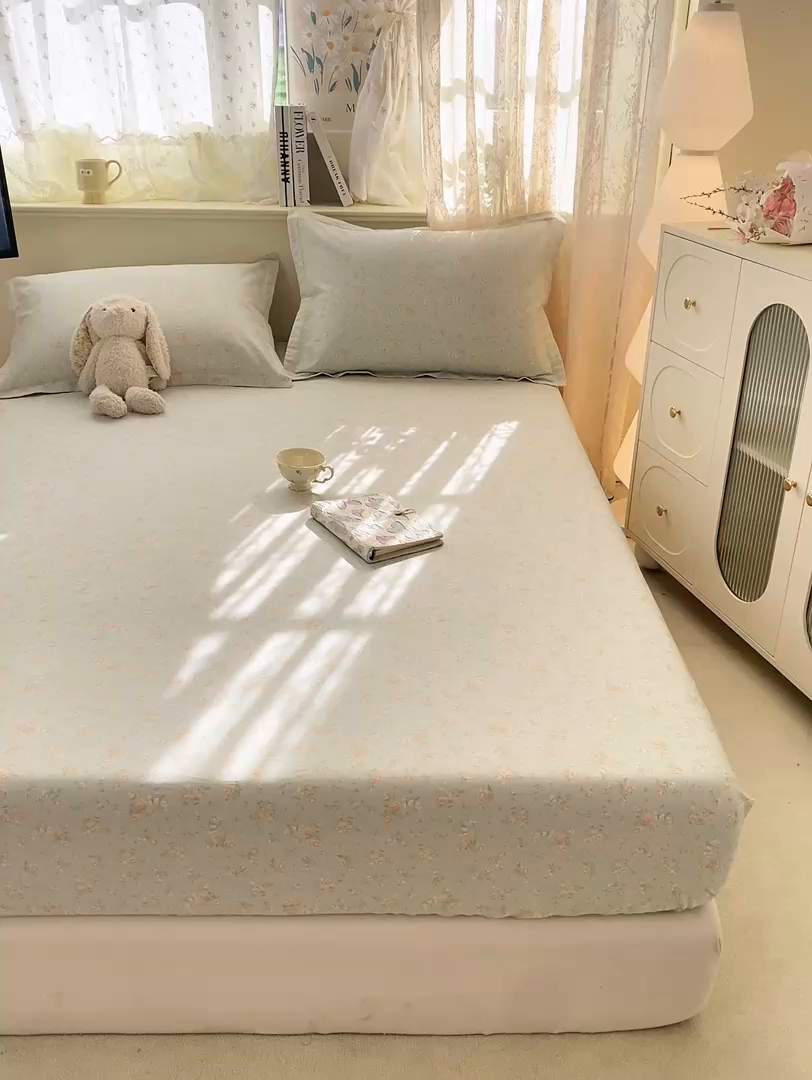 91家纺网 家纺一手货源 找家纺 女子家纺 2026新款全棉纯棉印花小清新系列单床笠单品床笠床笠单件 幽兰时光兰