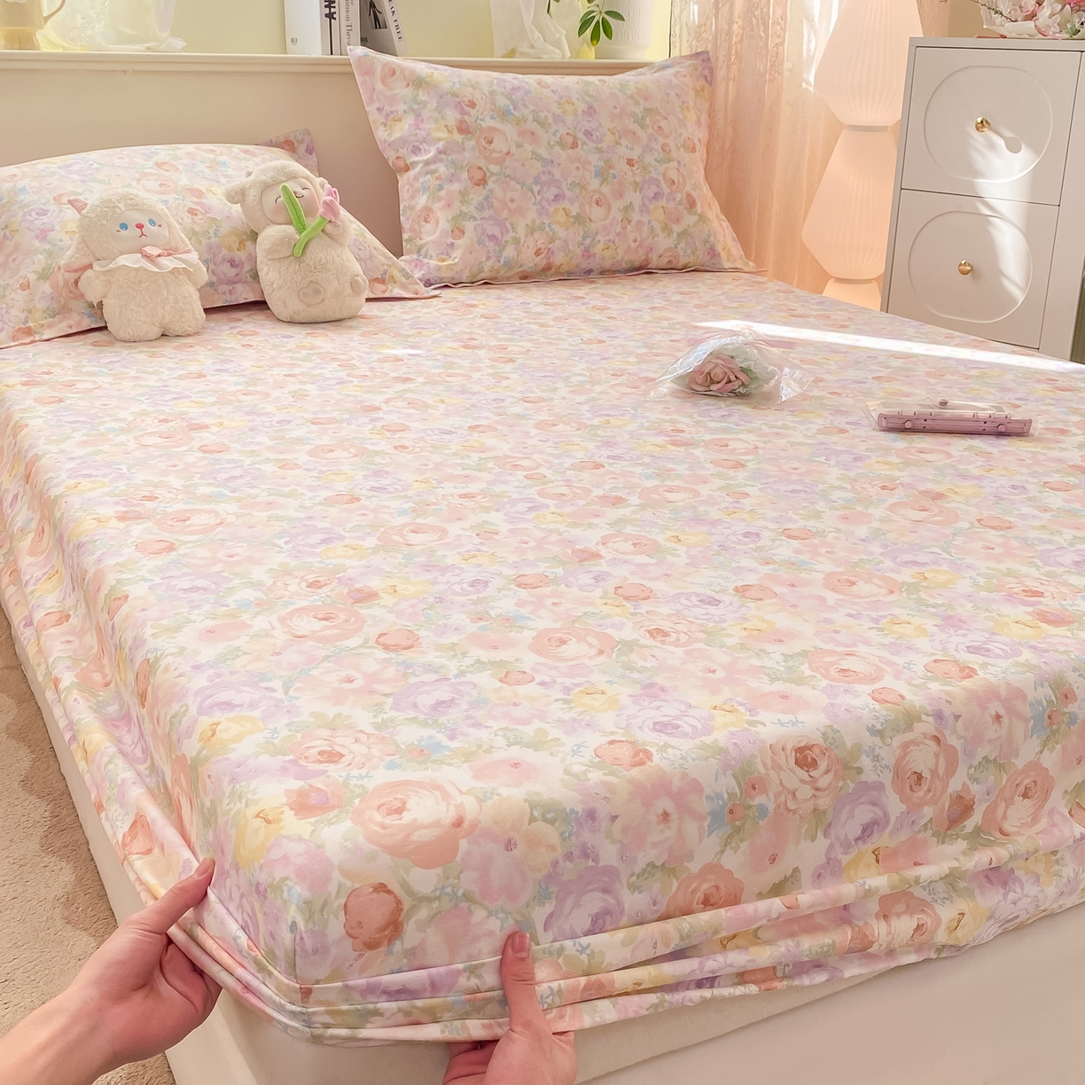 女子家纺 2026新款全棉纯棉印花小清新系列单床笠单品床笠床笠单件 悦下花影