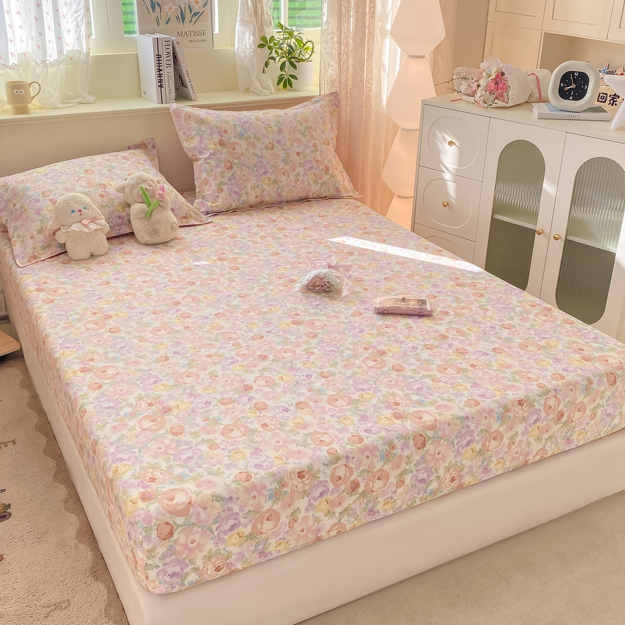 91家纺网 家纺一手货源 找家纺 女子家纺 2026新款全棉纯棉印花小清新系列单床笠单品床笠床笠单件 悦下花影