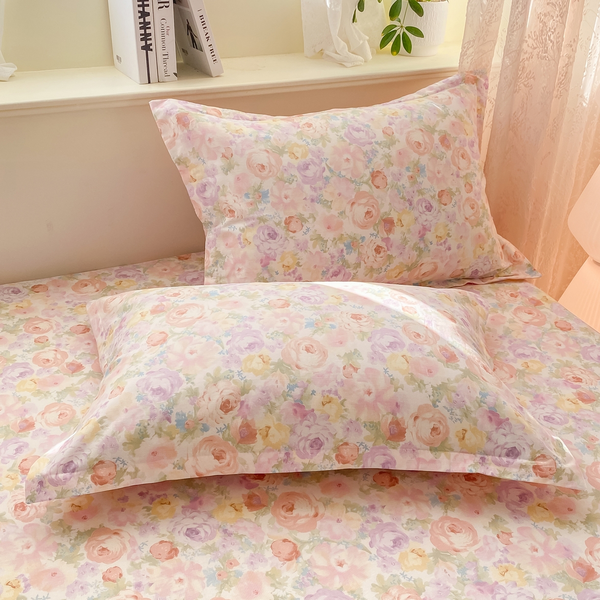 91家纺网 家纺一手货源 找家纺 女子家纺 2026新款全棉纯棉印花小清新系列单床笠单品床笠床笠单件 悦下花影