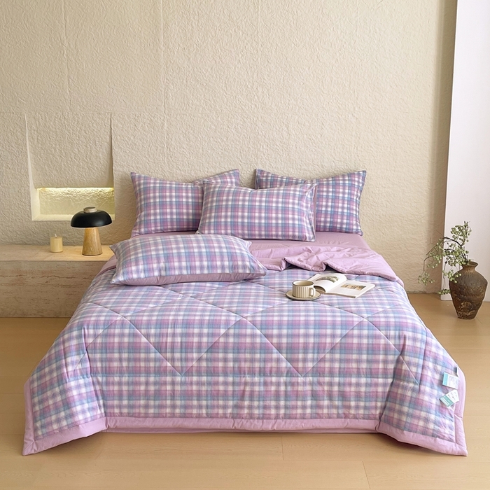 91家纺网 家纺一手货源 找家纺 宝士康家纺 2026新款10A抗菌无印风单夏被/夏被四件套 被子被芯 云舒紫