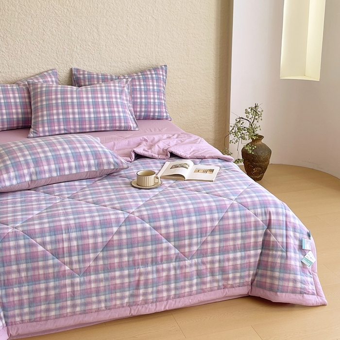 91家纺网 家纺一手货源 找家纺 宝士康家纺 2026新款10A抗菌无印风单夏被/夏被四件套 被子被芯 云舒紫