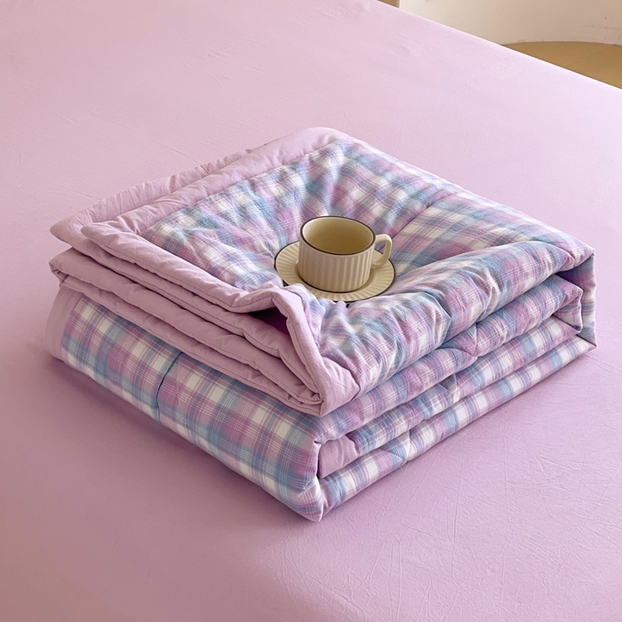 91家纺网 家纺一手货源 找家纺 宝士康家纺 2026新款10A抗菌无印风单夏被/夏被四件套 被子被芯 云舒紫