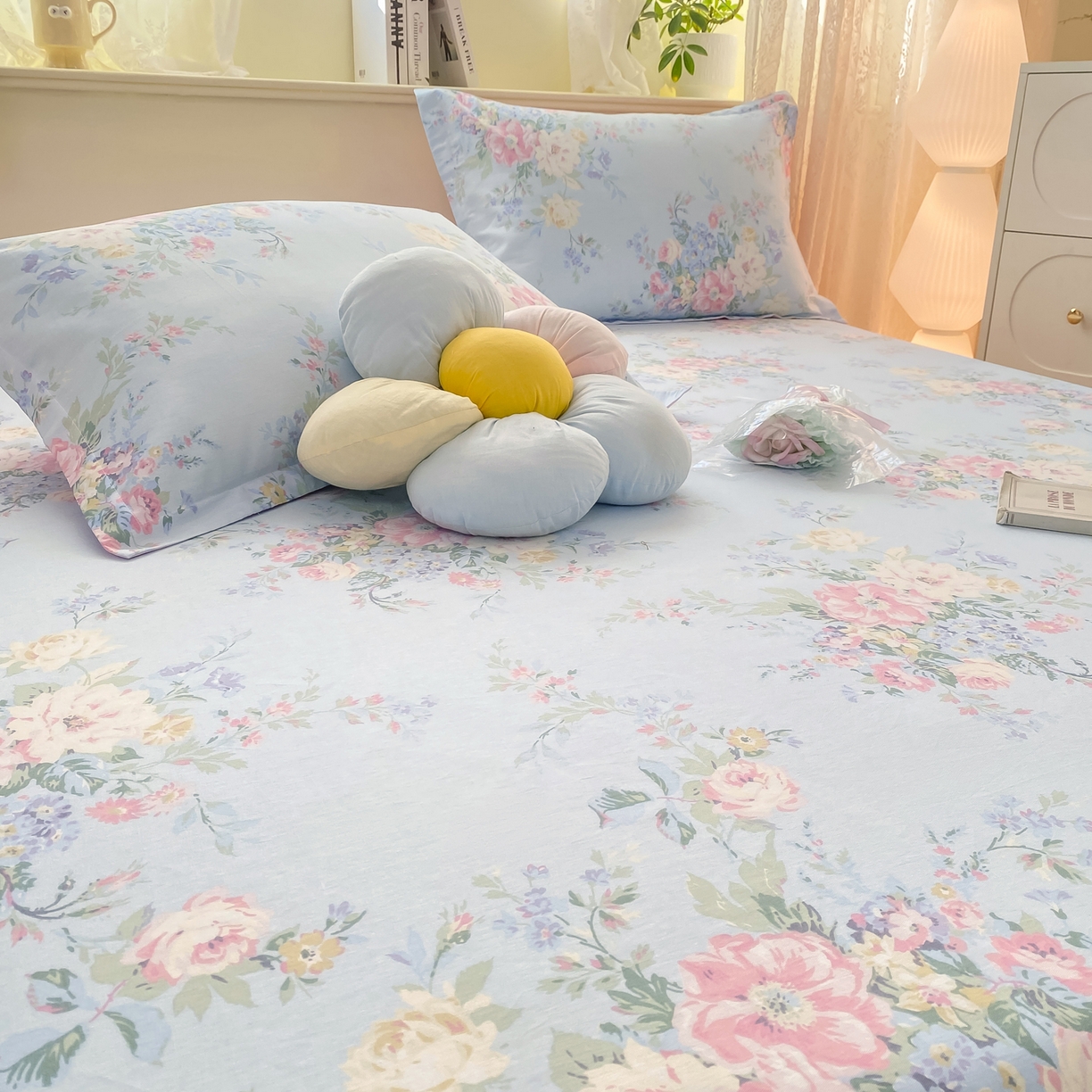 91家纺网 家纺一手货源 找家纺 女子家纺 2026新款全棉纯棉印花小清新系列单床笠单品床笠床笠单件 栀夏海棠兰