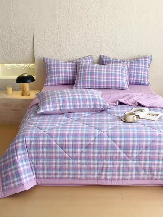 91家纺网 家纺一手货源 找家纺 宝士康家纺 2026新款10A抗菌无印风单夏被/夏被四件套 被子被芯 云舒紫