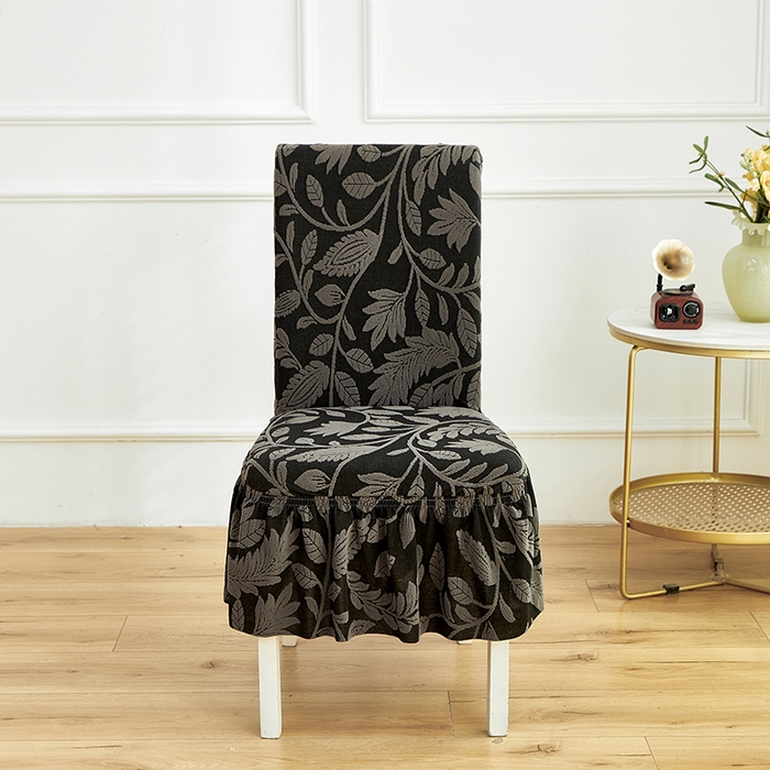 91家纺网 家纺一手货源 找家纺 逐日沙发套 2026新款提花系列-椅子套裙摆 素奢柳韵-碳石灰