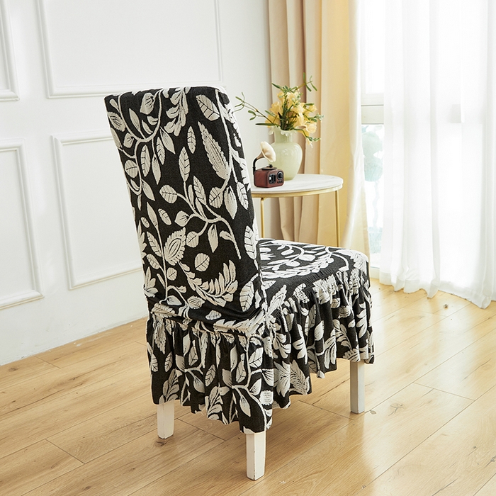 91家纺网 家纺一手货源 找家纺 逐日沙发套 2026新款提花系列-椅子套裙摆 素奢柳韵-月光白