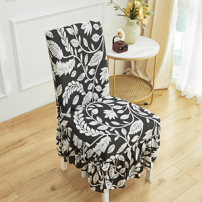 91家纺网 家纺一手货源 找家纺 逐日沙发套 2026新款提花系列-椅子套裙摆 素奢柳韵-月光白