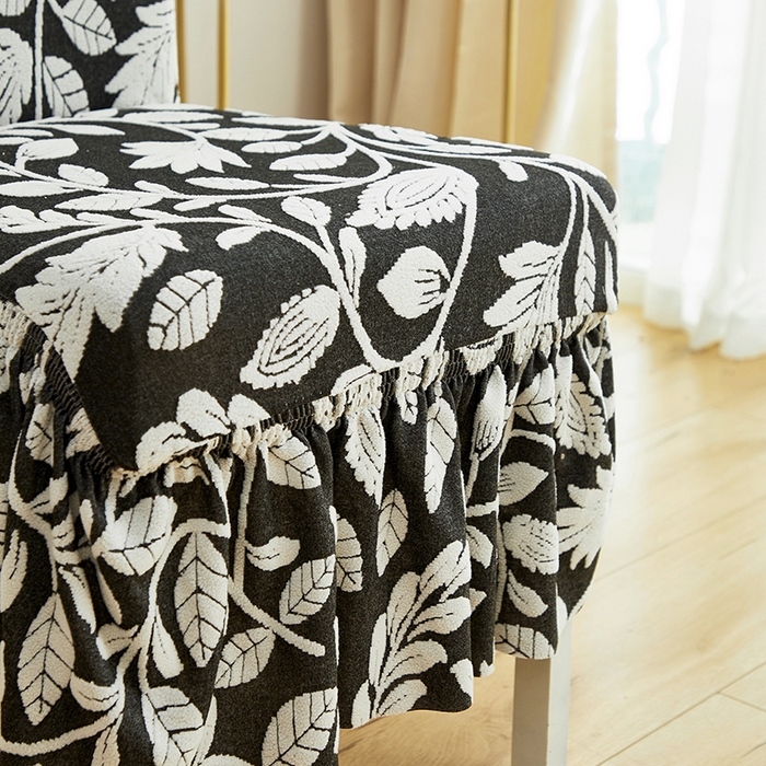 91家纺网 家纺一手货源 找家纺 逐日沙发套 2026新款提花系列-椅子套裙摆 素奢柳韵-月光白