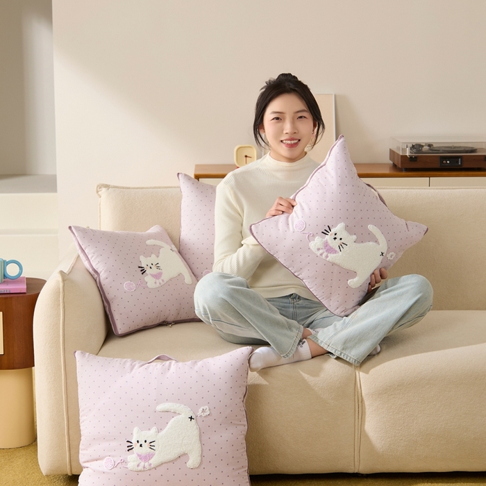 91家纺网 家纺一手货源 找家纺 多米家居 2026新款会放屁的pupu猫抱枕被 pupu猫·暮光紫