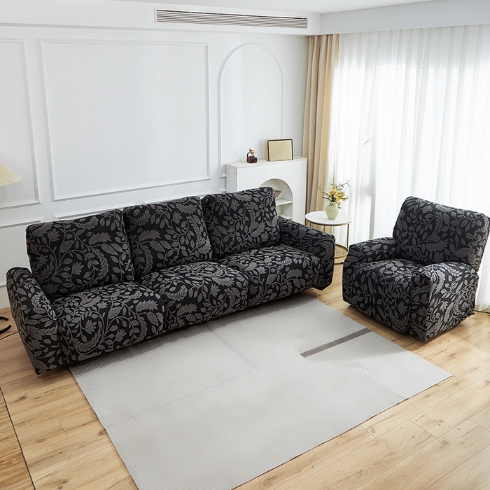 91家纺网 家纺一手货源 找家纺 逐日沙发套 2026新款提花系列-芝华仕 素奢柳韵-碳石灰