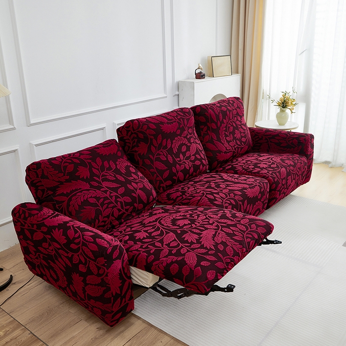 91家纺网 家纺一手货源 找家纺 逐日沙发套 2026新款提花系列-芝华仕 素奢柳韵-大气红