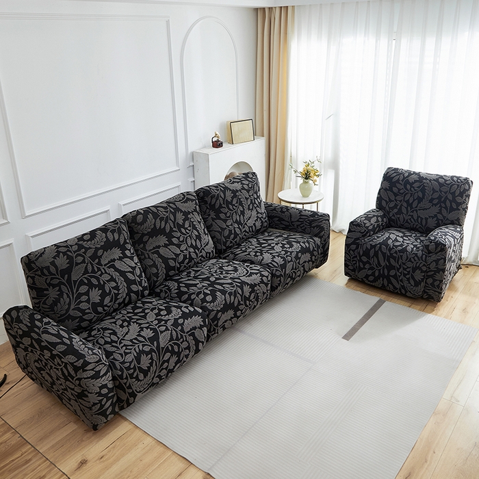 91家纺网 家纺一手货源 找家纺 逐日沙发套 2026新款提花系列-芝华仕 素奢柳韵-碳石灰