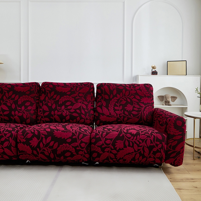 91家纺网 家纺一手货源 找家纺 逐日沙发套 2026新款提花系列-芝华仕 素奢柳韵-大气红