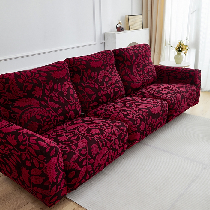 91家纺网 家纺一手货源 找家纺 逐日沙发套 2026新款提花系列-芝华仕 素奢柳韵-大气红