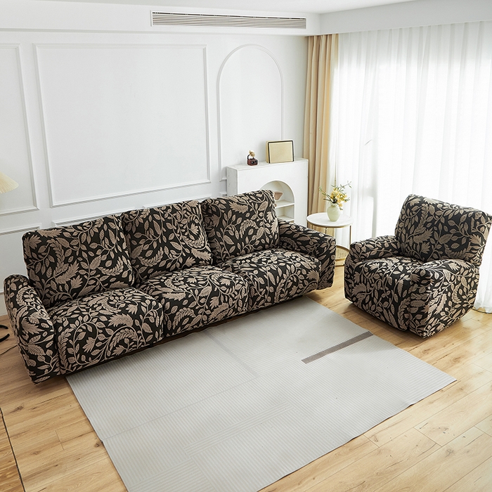 91家纺网 家纺一手货源 找家纺 逐日沙发套 2026新款提花系列-芝华仕 素奢柳韵-卡其色