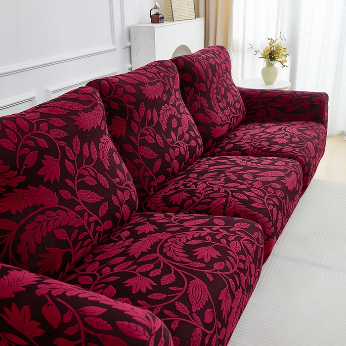 91家纺网 家纺一手货源 找家纺 逐日沙发套 2026新款提花系列-芝华仕 素奢柳韵-大气红