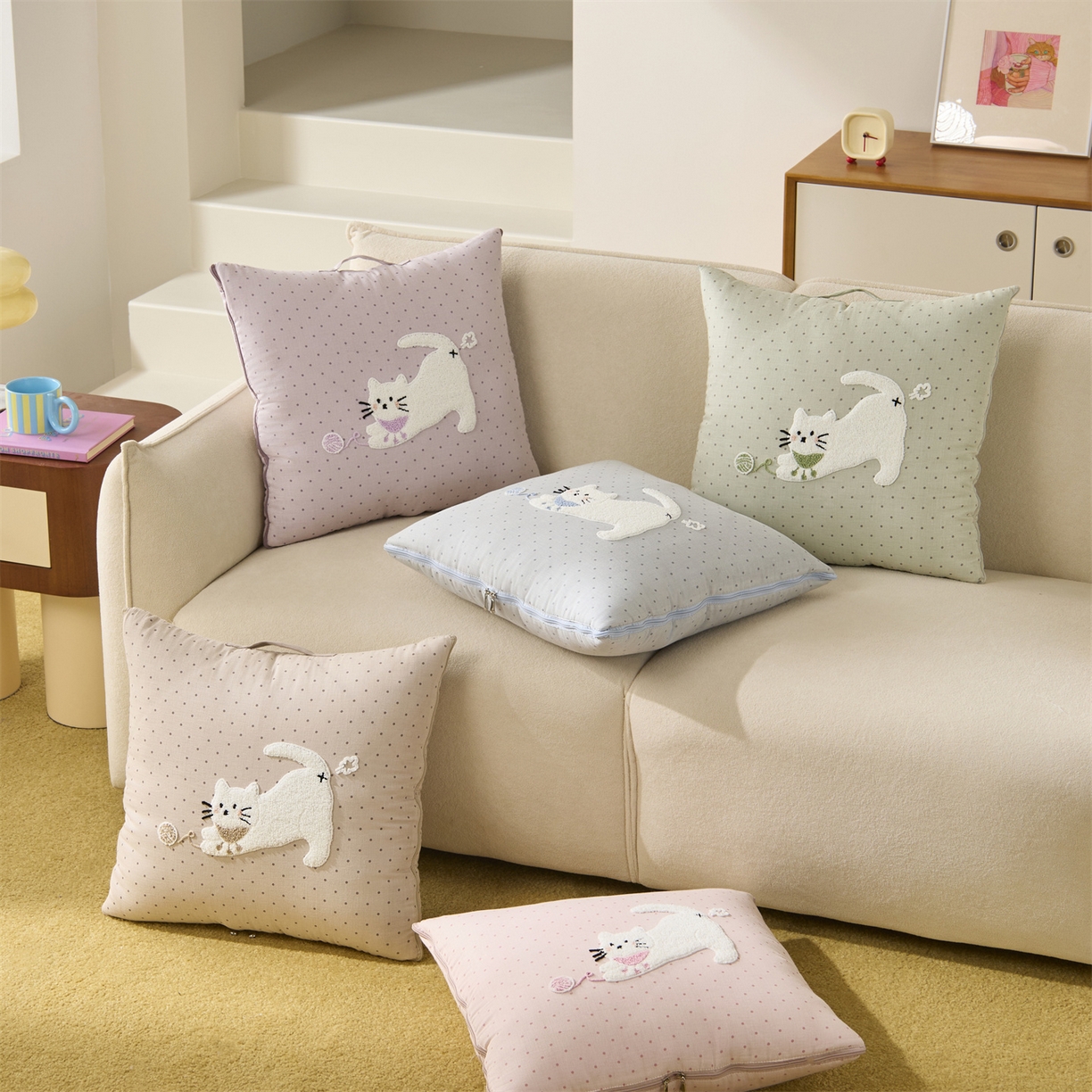 91家纺网 家纺一手货源 找家纺 多米家居 2026新款会放屁的pupu猫抱枕被 组合图仅参考不可下单