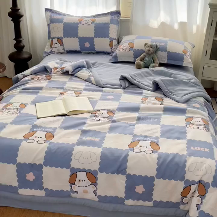 91家纺网 家纺一手货源 找家纺 宝士康家纺 2026新款10A抗菌水洗棉超声波压花夏被 被子被芯 超声波-嗨皮狗