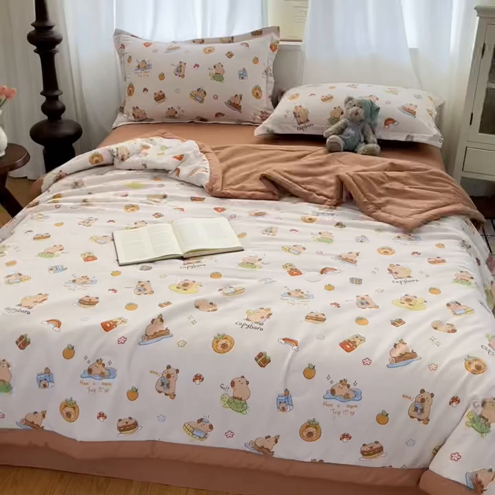 91家纺网 家纺一手货源 找家纺 宝士康家纺 2026新款10A抗菌水洗棉超声波压花夏被 被子被芯 超声波-卡皮巴拉