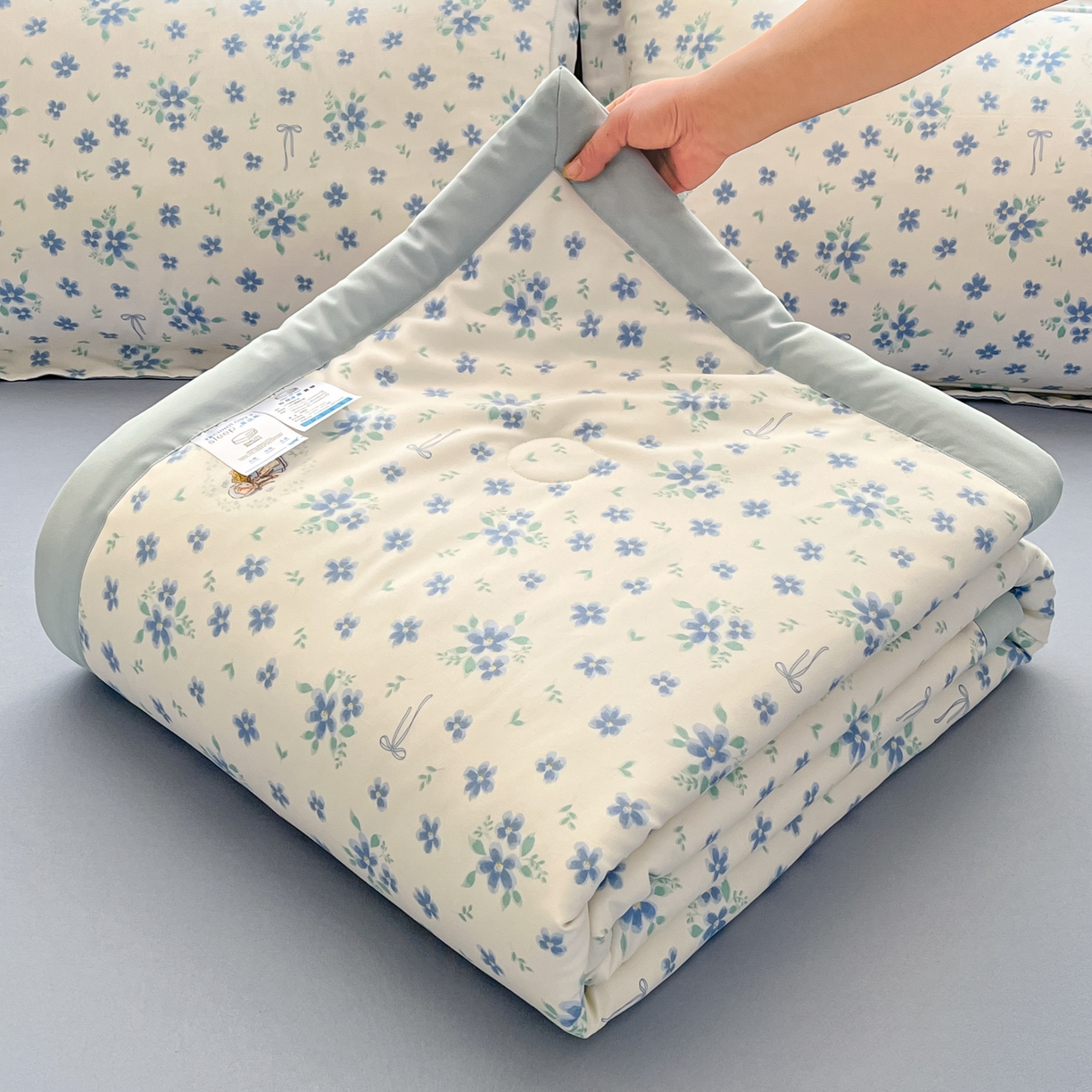 宝士康家纺 2026新款10A抗菌水洗棉超声波压花夏被 被子被芯 超声波-青野碎蓝