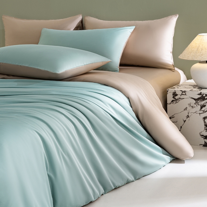 91家纺网 家纺一手货源 找家纺 （总）盛凡家纺 2026春夏新款全棉纯棉A类60s长绒棉四件套纯色贡缎纯棉被套床笠款三件套