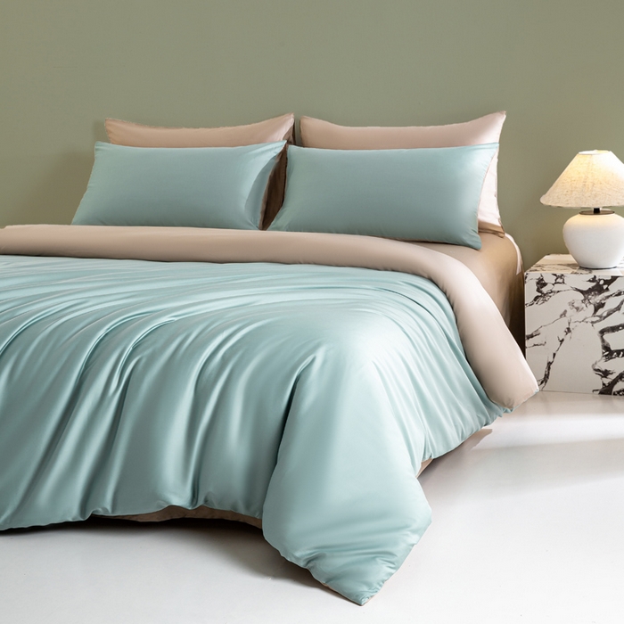 91家纺网 家纺一手货源 找家纺 （总）盛凡家纺 2026春夏新款全棉纯棉A类60s长绒棉四件套纯色贡缎纯棉被套床笠款三件套