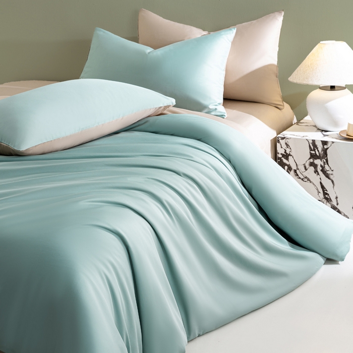 91家纺网 家纺一手货源 找家纺 （总）盛凡家纺 2026春夏新款全棉纯棉A类60s长绒棉四件套纯色贡缎纯棉被套床笠款三件套