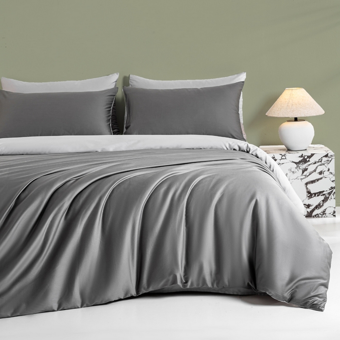 91家纺网 家纺一手货源 找家纺 （总）盛凡家纺 2026春夏新款全棉纯棉A类60s长绒棉四件套纯色贡缎纯棉被套床笠款三件套