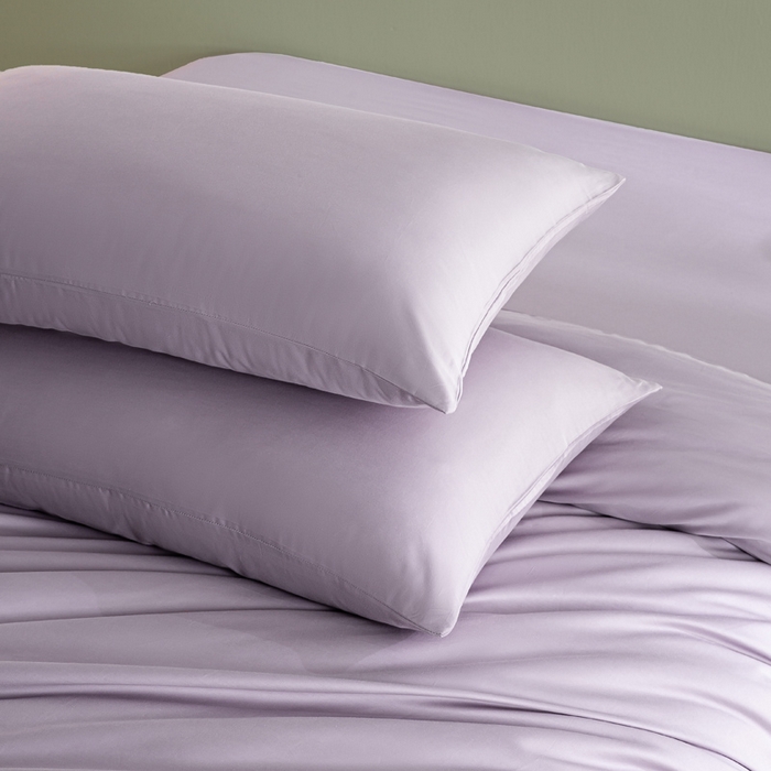 91家纺网 家纺一手货源 找家纺 盛凡家纺 2026春夏新款全棉纯棉A类60s长绒棉四件套纯色贡缎纯棉被套床笠款三件套 梦幻紫