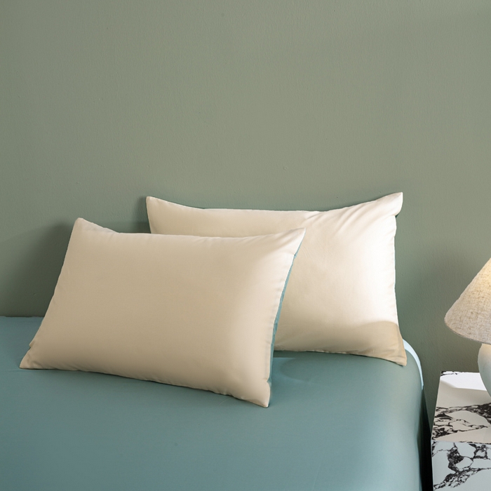 91家纺网 家纺一手货源 找家纺 盛凡家纺 2026春夏新款全棉纯棉A类60s长绒棉四件套纯色贡缎纯棉被套床笠款三件套 奶昔白+薄荷绿