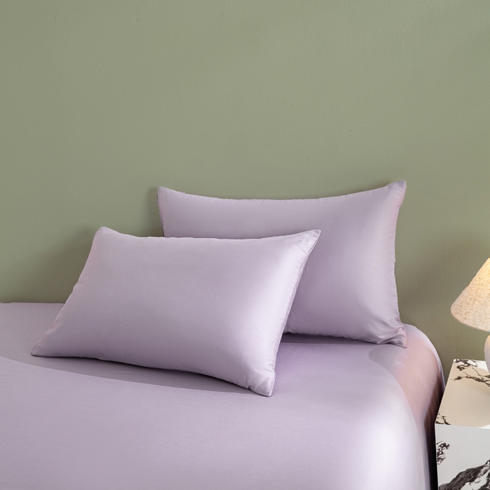 91家纺网 家纺一手货源 找家纺 盛凡家纺 2026春夏新款全棉纯棉A类60s长绒棉四件套纯色贡缎纯棉被套床笠款三件套 梦幻紫