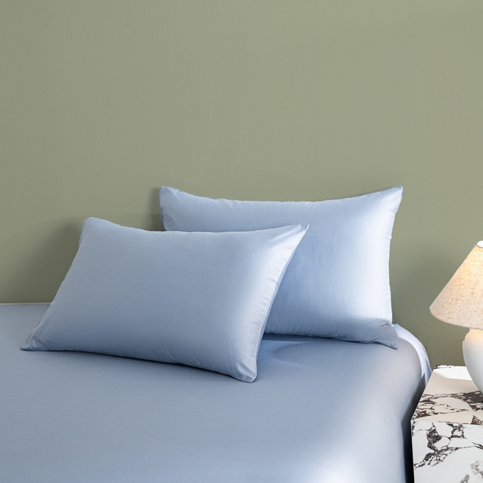 91家纺网 家纺一手货源 找家纺 盛凡家纺 2026春夏新款全棉纯棉A类60s长绒棉四件套纯色贡缎纯棉被套床笠款三件套 蓝灰