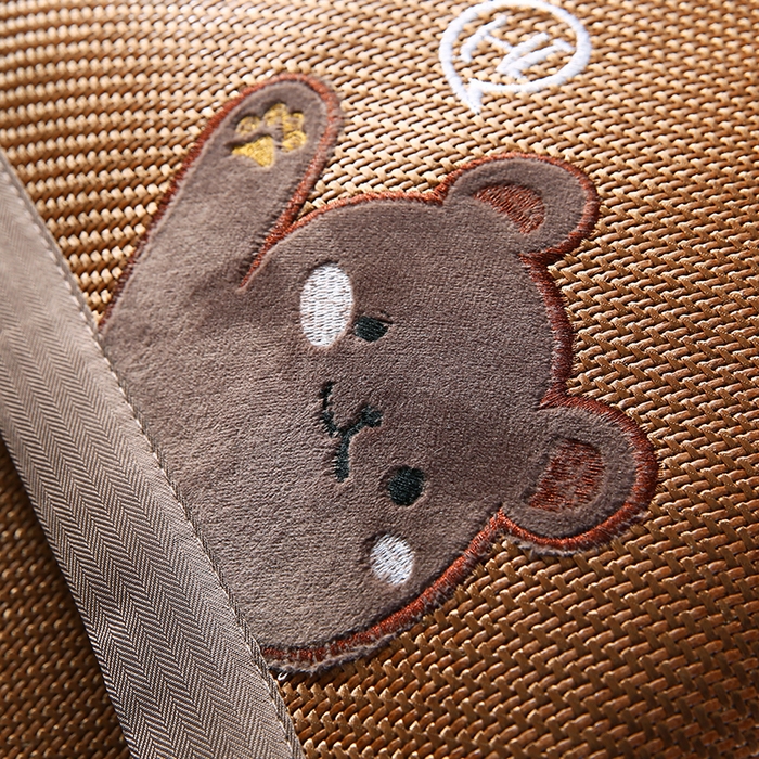 91家纺网 家纺一手货源 找家纺 小牛席业 2026新款你好小熊冰藤夏凉枕套系列凉枕套夏天枕套冰丝枕套竹枕套藤枕套冰藤枕套 你好小熊（咖色）