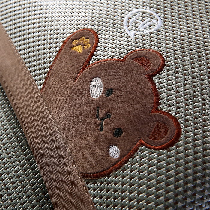 91家纺网 家纺一手货源 找家纺 小牛席业 2026新款你好小熊冰藤夏凉枕套系列凉枕套夏天枕套冰丝枕套竹枕套藤枕套冰藤枕套 你好小熊（银灰）