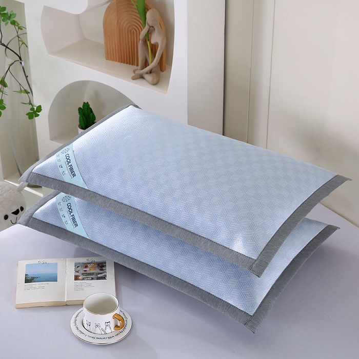 91家纺网 家纺一手货源 找家纺 小牛席业 2025新款棋盘格冰丝夏凉枕套凉席藤席冰藤席冰丝席草席竹席枕套 蓝色