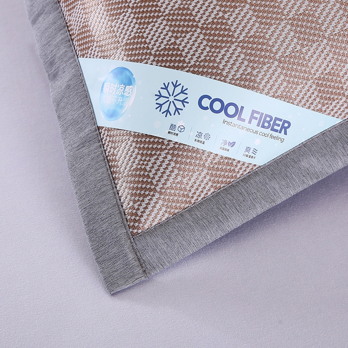 91家纺网 家纺一手货源 找家纺 小牛席业 2025新款棋盘格冰丝夏凉枕套凉席藤席冰藤席冰丝席草席竹席枕套 咖色