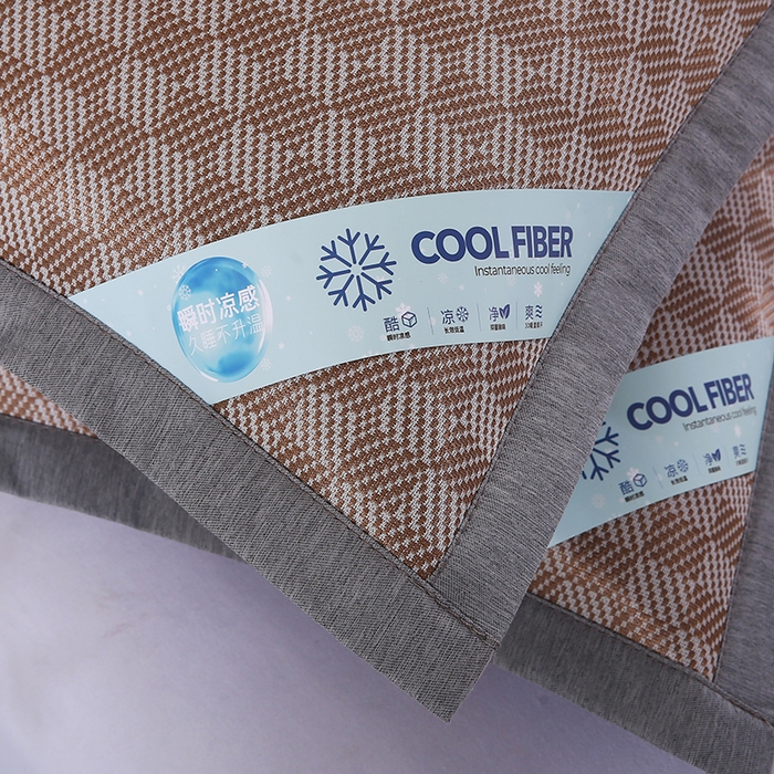 91家纺网 家纺一手货源 找家纺 小牛席业 2025新款棋盘格冰丝夏凉枕套凉席藤席冰藤席冰丝席草席竹席枕套 咖色