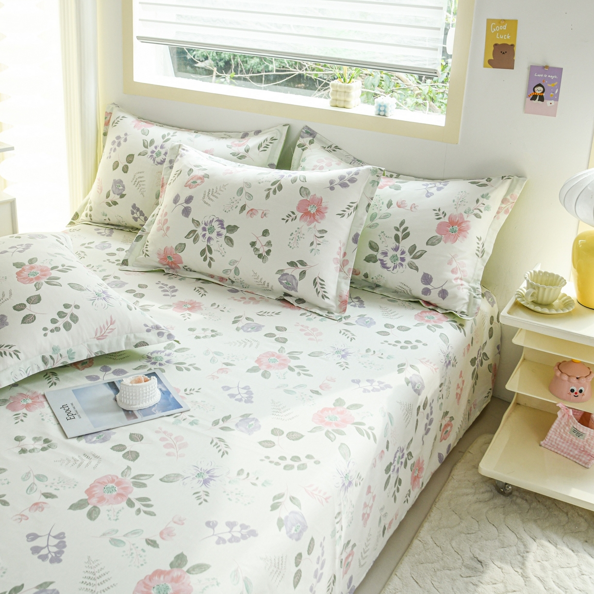 缘舒家纺 2026新款全棉纯棉印花单枕套枕套单件 春日信笺