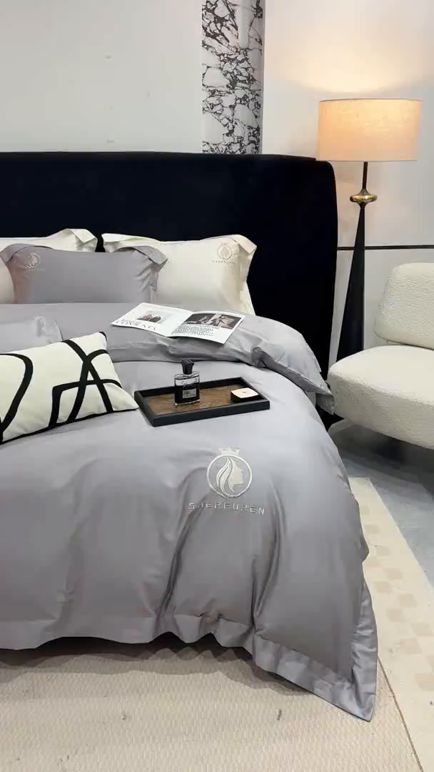 91家纺网 家纺一手货源 找家纺 （总）盛凡家纺 2026春夏新款全棉纯棉100支长绒棉绣花四件套--萨尔夫人