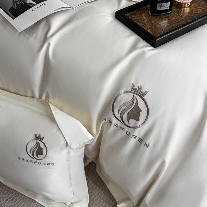 91家纺网 家纺一手货源 找家纺 盛凡家纺 2026春夏新款全棉纯棉100支长绒棉绣花四件套--萨尔夫人 萨尔夫人-奶白