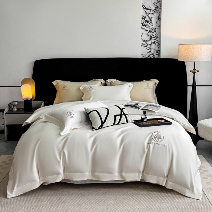 91家纺网 家纺一手货源 找家纺 盛凡家纺 2026春夏新款全棉纯棉100支长绒棉绣花四件套--萨尔夫人 萨尔夫人-奶白