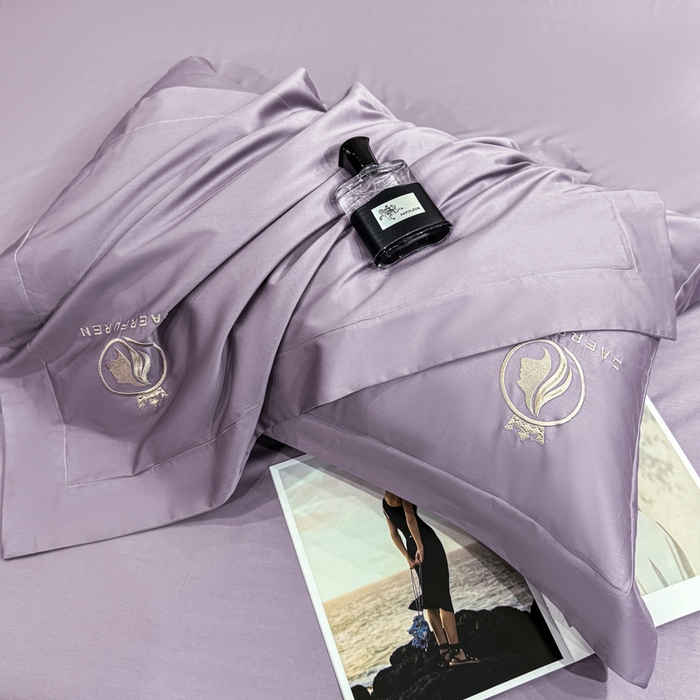 91家纺网 家纺一手货源 找家纺 盛凡家纺 2026春夏新款全棉纯棉100支长绒棉绣花四件套--萨尔夫人 萨尔夫人-烟紫