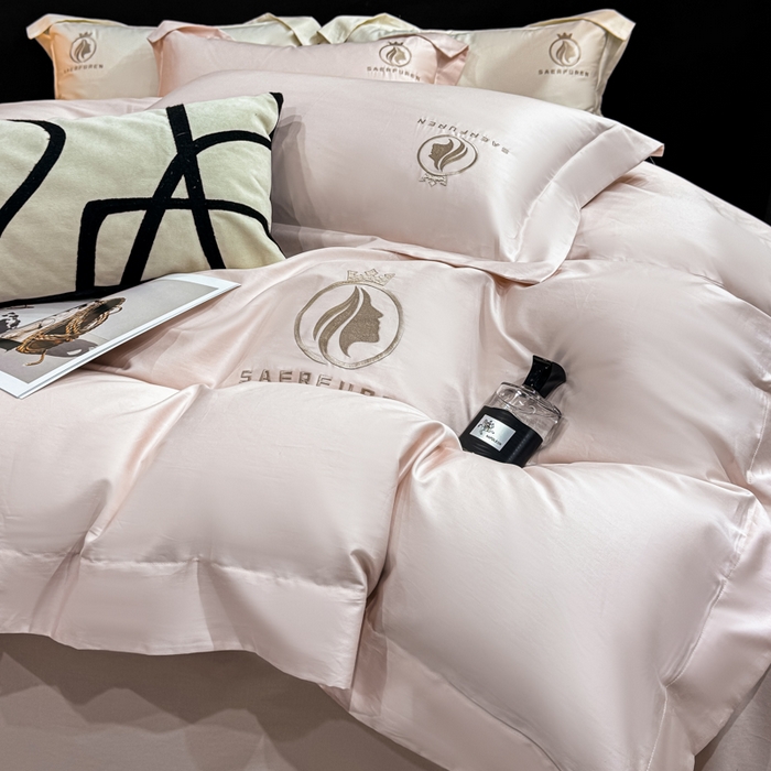 91家纺网 家纺一手货源 找家纺 盛凡家纺 2026春夏新款全棉纯棉100支长绒棉绣花四件套--萨尔夫人 萨尔夫人-暖心粉