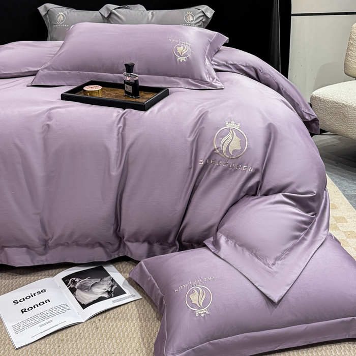 91家纺网 家纺一手货源 找家纺 盛凡家纺 2026春夏新款全棉纯棉100支长绒棉绣花四件套--萨尔夫人 萨尔夫人-烟紫