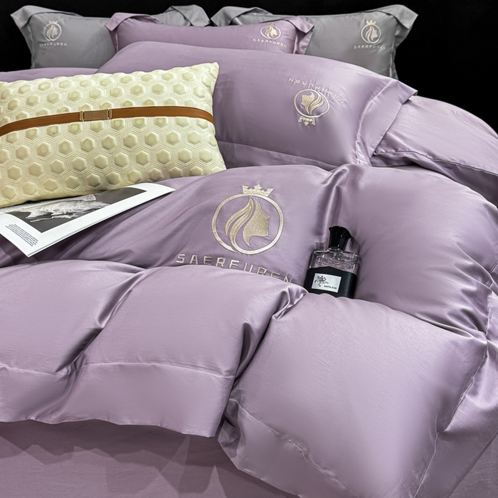 91家纺网 家纺一手货源 找家纺 盛凡家纺 2026春夏新款全棉纯棉100支长绒棉绣花四件套--萨尔夫人 萨尔夫人-烟紫