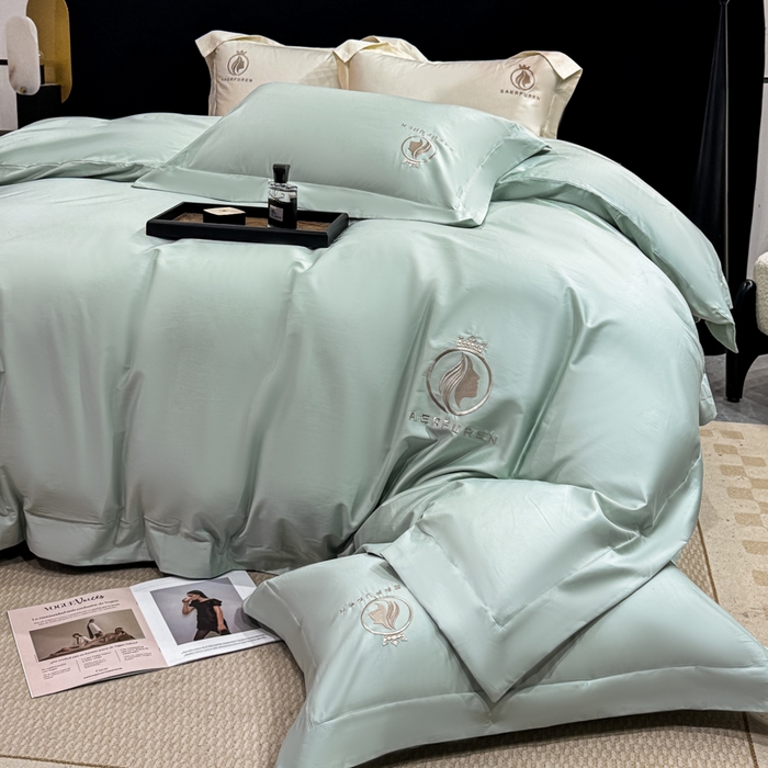 91家纺网 家纺一手货源 找家纺 盛凡家纺 2026春夏新款全棉纯棉100支长绒棉绣花四件套--萨尔夫人 萨尔夫人-天青色