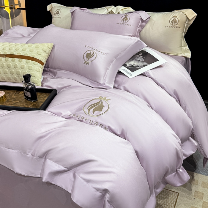 盛凡家纺 2026春夏新款全棉纯棉100支长绒棉绣花四件套--萨尔夫人 萨尔夫人-浅紫