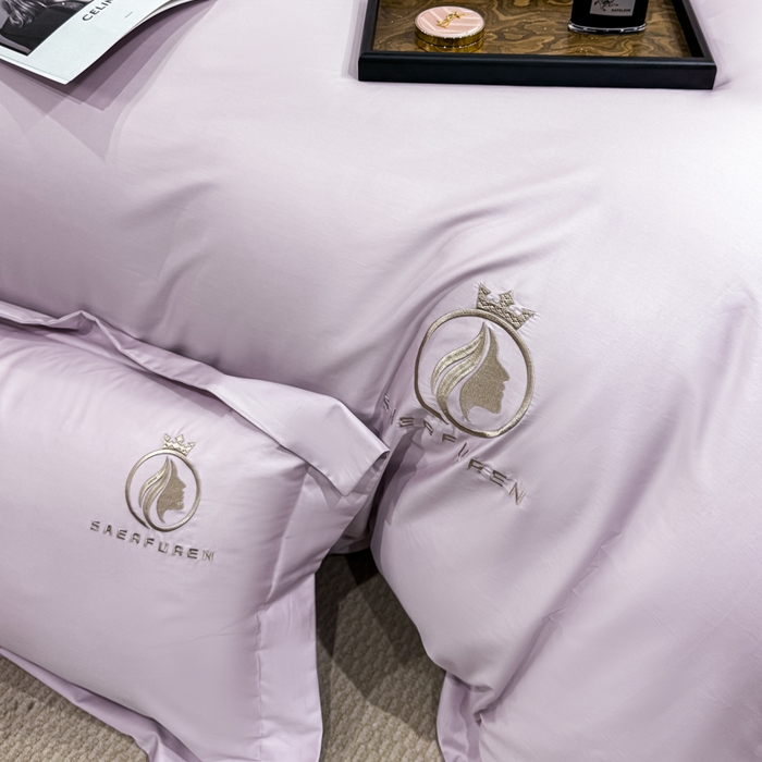 91家纺网 家纺一手货源 找家纺 盛凡家纺 2026春夏新款全棉纯棉100支长绒棉绣花四件套--萨尔夫人 萨尔夫人-浅紫